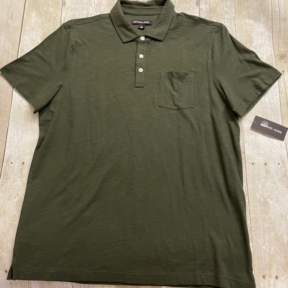 NWT Michael Kors Short Sleeved Olive polo shirt Size Large